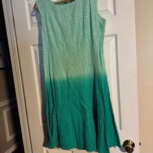Leslie Fay Green A-Line Midi Dress